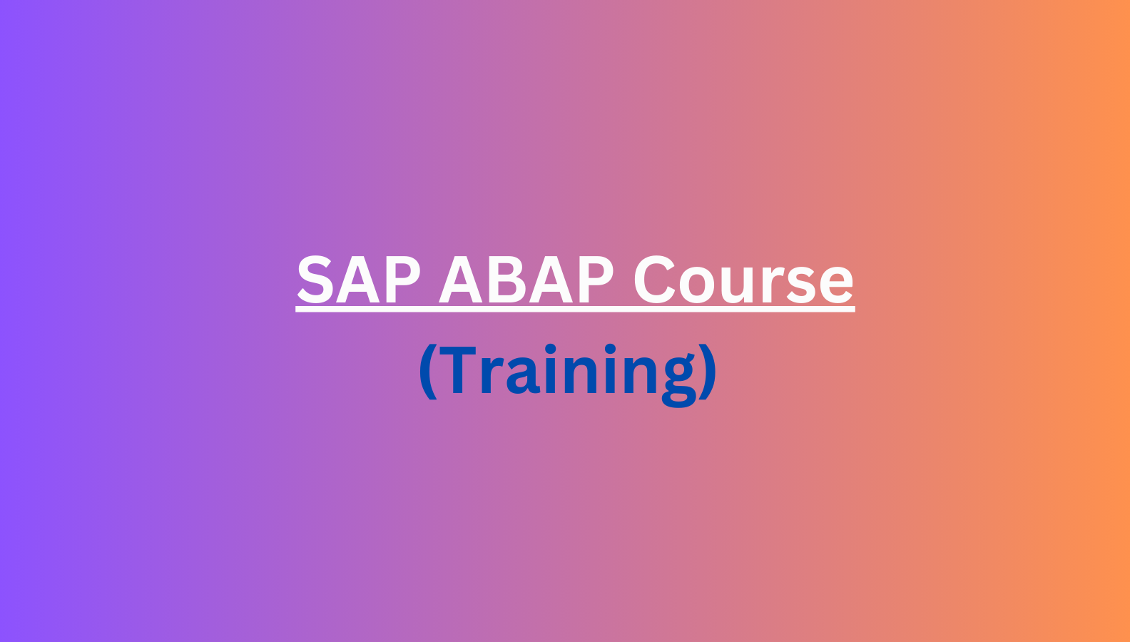 SAP ABAP Training Course in Saudi