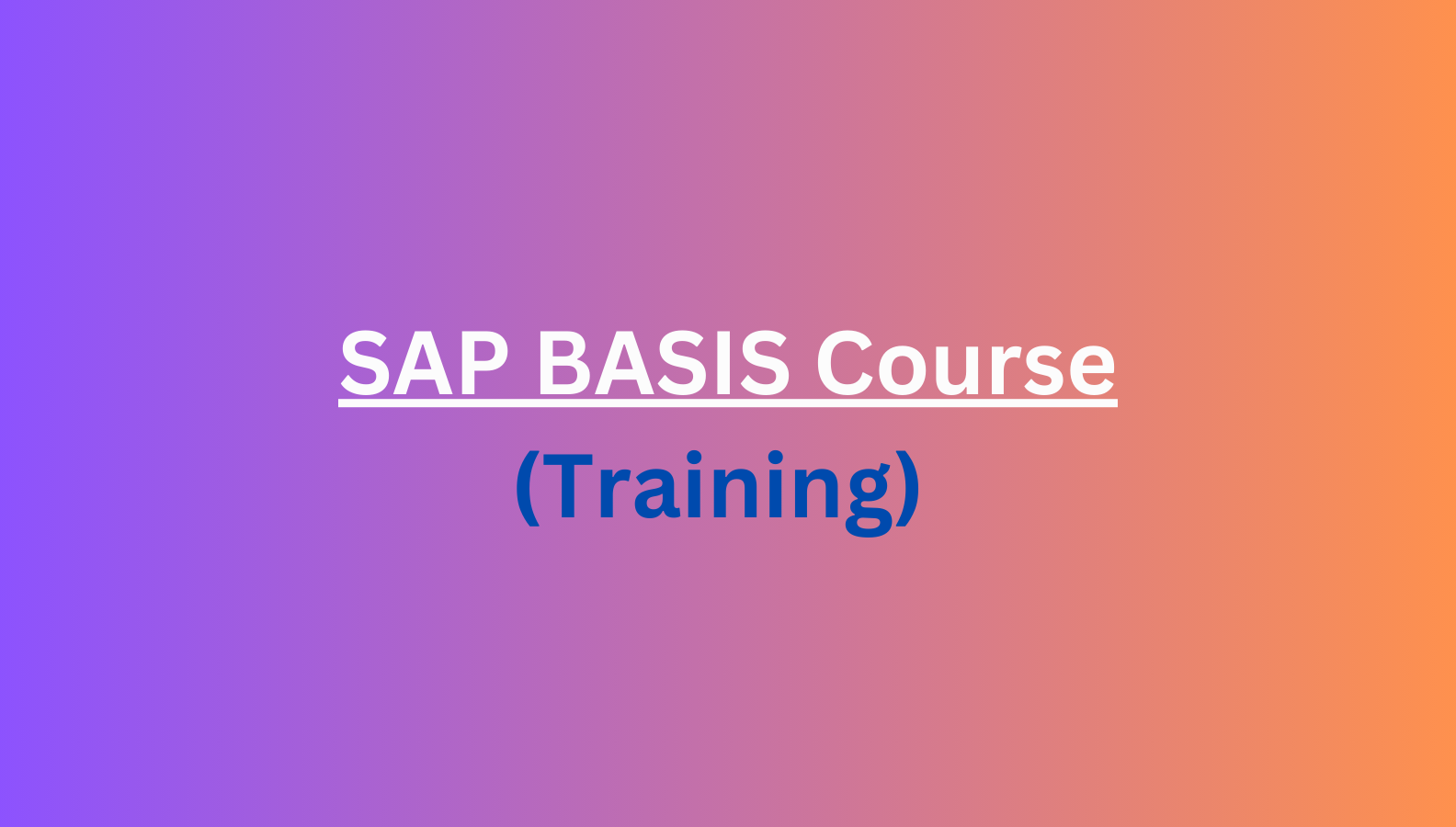 SAP BASIS Training course in Saudi